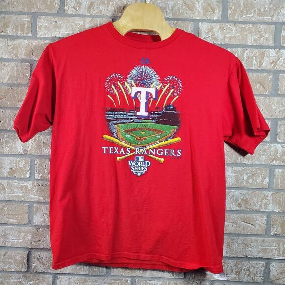Texas Rangers 2010 World Series Graphic T‎ Shirt Mens Size XL MLB Baseball Red - Picture 1 of 8